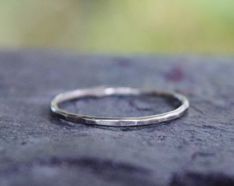 Silver Stacking Ring - Hammered Rustic Ring - Thin Stack Ring - Hand Forged - Thumb Ring - Toe Ring - Custom Made