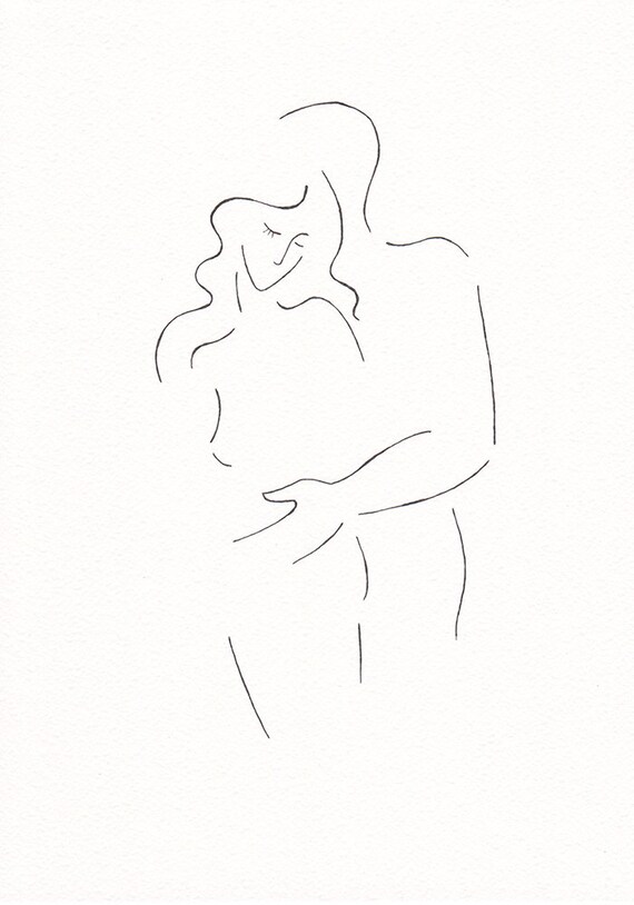  Dessin  original de couple  Croquis dart minimaliste  Art 