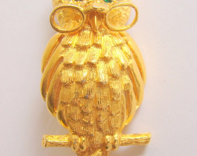 Vintage Designer Signed Frances Hirsch Rhinestone Figural Owl Brooch Jewelry Jewellery