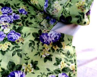 SHEET SET ... 3 pc Twin set Flat sheet, Fitted sheet, Pillow case Green w Lavender
