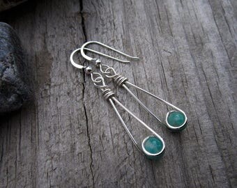 Aventurine Sterling Moon Catcher (TM) Earrings - Minimalist