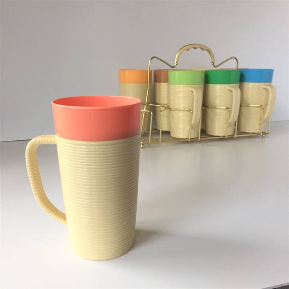 Rare ThermoTemp Raffiaware 12ounce Handled Tumblers With