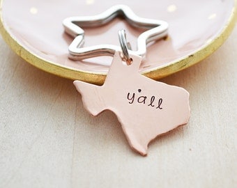 Copper Y'all Keychain - Texas Keychain - Bless Your Heart - Copper Texas Key Ring
