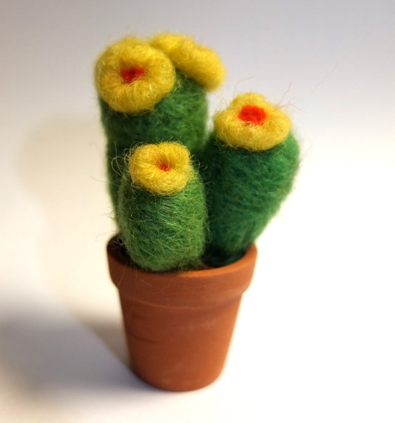 Needle felted mini cactus