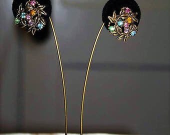 SALE! HOLLYCRAFT Unsigned Pastel Fruit Salad Designer Couture High End Dazzling Earring ED15