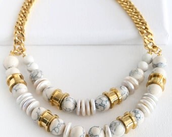 Greek Muse Necklace - Marble