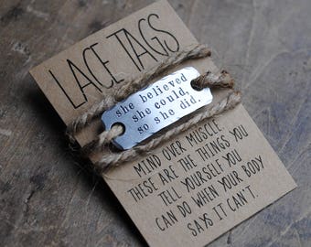 SINGLE Shoe Tag Charm . she believed she could . Running Motivation Shoe tags . gift for athlete . boston marathon . nyc marathon