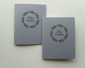 Bride and Groom Wedding Vow Books, Rustic Leafy Border, Set of Two, Keepsake, Gift, Wedding Day