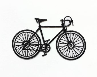 Bicycle Iron-on Patch / Black & White / Old-school Bike / Appliqué / Embroidery