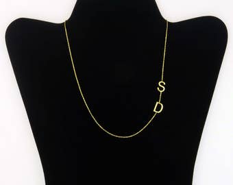 Sideways Initial Necklace, Initial Necklace, Personalized Necklace, Sterling Silver, Dainty Necklace, Personalized Gifts, Gifts for Her