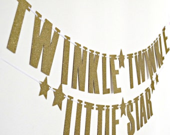 Glittery Gold Twinkle Twinkle Little Star Banner