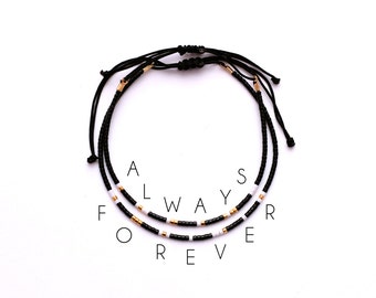 Morse Code Always Forever Couples Bracelet, His and Her Bracelet, Matching Couple Bracelet, Morse Code Jewelry