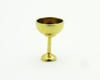 Vintage 3D Wine Goblet Charm 14k Yellow Gold Cup Chalice Glass Drink