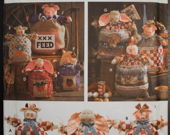 Simplicity Crafts 9612 Feed Sack Doll DIY Country Style Farm Animal Décor Sewing Pattern-Uncut