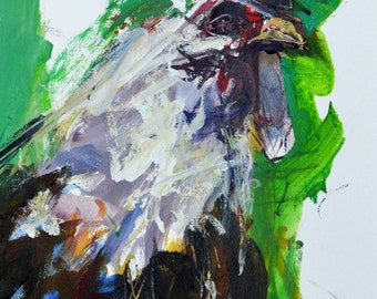 Abstract Rooster Painting 30H x 22W Inches by rjoynerartist