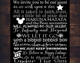 WE DO DISNEY House Rules Sign Sale Art Print Canvas