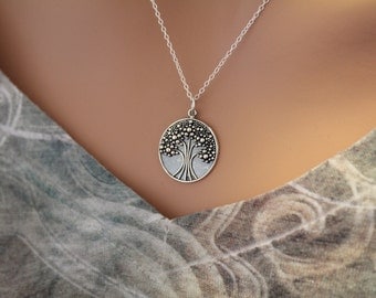 Sterling Silver Tree of Life Pendant Necklace, Tree Charm Necklace, Tree of Life Necklace, Tree Necklace, Tree of Life Charm Necklace
