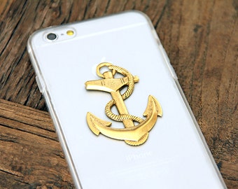 Anchor iPhone 6 Case Nautical Ship 24kt Gold Phone Cover with Gorgeous Vintage Embellishment Hard Cover for Sailing Sailor Sailboat