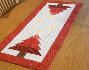 Quilted Christmas Table Runner Christmas Tree and Stars