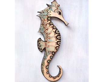 Seahorse Wall Hanging, Pyrography (Wood burning) Wood Wall hanging, sea art, marine decor, ocean art, seahorse Wall art, seahorse wall decor
