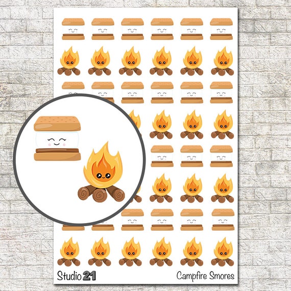 Kawaii Campfire And Smores Stickers From Studio21planner On Etsy Studio