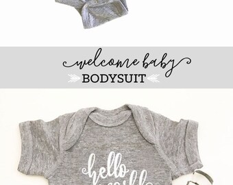 Baby Boy Coming Home Outfit - Baby Boy Clothes - Baby Shower Gift Boy Onesie Hello World Newborn Outfit Boy (EB3168HLW) - BODYSUIT ONLY