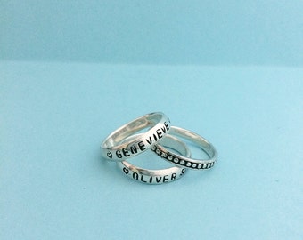 mothers rings - sterling silver ring bands stacking rings silver rings - sterling silver rings for women - personalized name rings