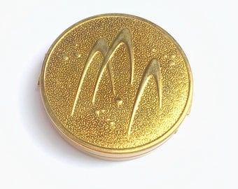 Vintage 50's Atomic Boomerang Gold Tone Merle Norman Reusable Vanity Cosmetics Powder Compact So Cool, Great Gift!