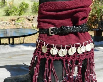 Gypsy Boot Cuffs in Burgundy