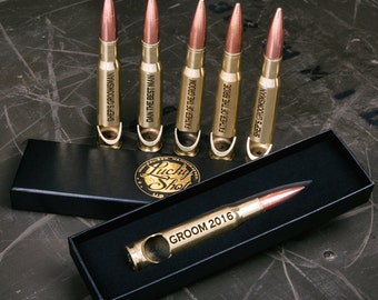 6 Brass 50 Caliber® Bullet Bottle Opener Groomsmen Gift. Groomsman Gift.