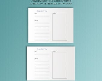 Midori Traveler's Notebook Inserts Brainstorming Printable 8.25 x 4.33 Printable PDF Refill TN insert. Midori Insert. Instant Download.