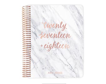 2017 - 2018 Planner | Marble Planner | Student Planner | Professional Planner | Agenda | Personalized | Custom Planner | 2017 | Rose Gold