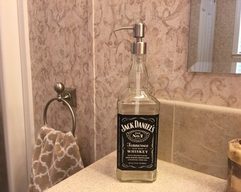 Soap Dispenser Jack D Whiskey Liquor Bottle , Metal Soap Pump, Kitchen and Bathroom Dispenser, Birthday Gift, Bar Decoration, Recycled