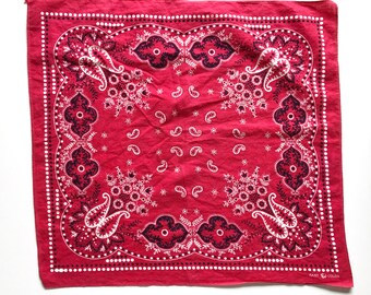 Vintage Elephant Trunk Down Bandana / Soft, Thin Bandana / Large Handkerchief / Elephant Bandana, Trunk Down, Fast Color / 1960s