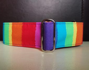 Martingale Collar - Italian Greyhound, Whippet, Greyhound - 1", 1.5", 2" width - Rainbow Stripes