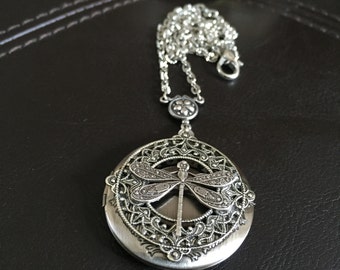Dragonfly necklace, dragonfly locket, dragonfly gift, keepsake necklace