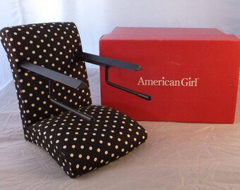 American Girl Place Bistro Booster Seat Treat Seat Pleasant Company for 18" Doll RETIRED Good Vintage Condition Black Polka Dot Original Box