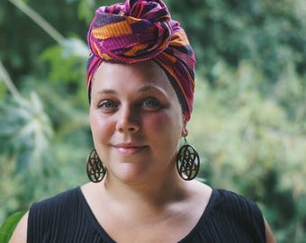 Purple Kente Head Wrap, African Clothing, African Head Wrap, African Headwrap, Afrocentric Clothing, African Headband, African Fabric (HS01)