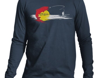 CO State Trout Long Sleeve Fly Fishing Tee,Trout,Fly,Fishing Tee,Fly Fishing Gifts,Fishing Shirt,T-Shirt,Fishing Art,Fish,Fishing T-Shirt
