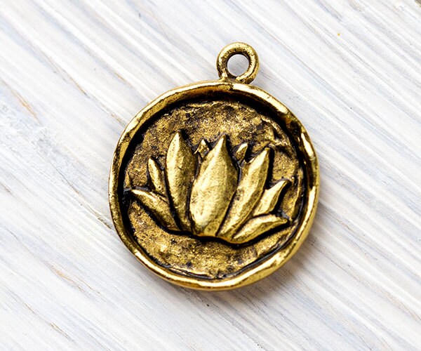 Silver Lotus Charm Silver Lotus Pendant Zen Buddhist Charm