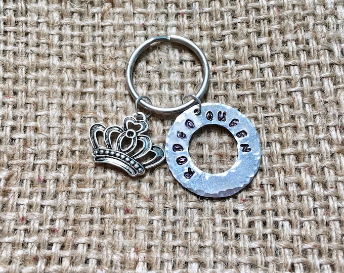 Rodeo Queen Keyring, Stamped Keychain, Rodeo Keychain, Rodeo Queen Gifts, Crown Keychain, Barrel Racer Keyring, Bull Riding Keychain