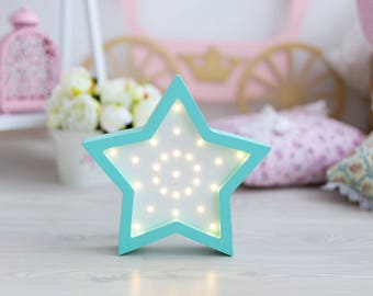 Nightlight Star Light Star lamp Night light Kids lamp Wooden star Nightlight Marquee Star Battery Operated Light Marquee lamp Star nursery