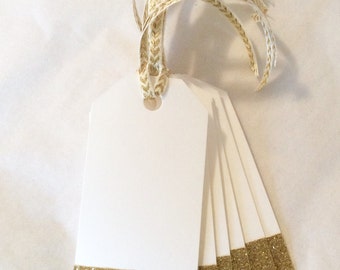 Items similar to Set of 8 Gold Glitter gift tags on Etsy