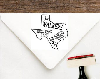 Texas Address Stamp| New Home Housewarming Gift | State Address Stamp Rubber | Personalized Return Address Stamp | Every State Stamp