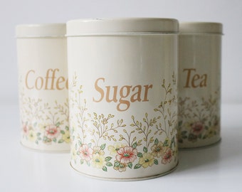 Vintage floral kitchen cannisters by Regency Ware