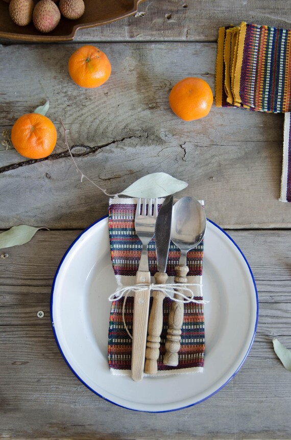 Set of 6 woven napkins, Guatemala.