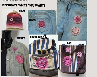 Gift for girlfriend Set of patches Cute patch Pink patches Do it yourself Lace applique jeans Applique for hat Purple applique Purple patch