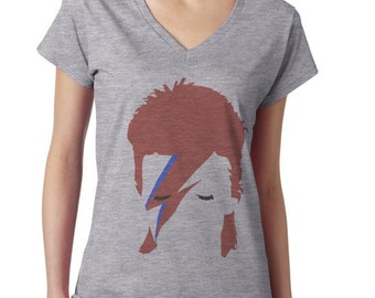 David Bowie shirt, Ziggy Stardust women v neck t shirt WXV-10252