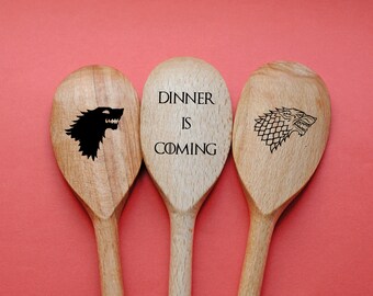 Game of Thrones Kitchen Utensils Set of Spoons Dinner is Coming cooking set Personalized engraved spoon Boyfriend Birthday Gift GoT tv shows