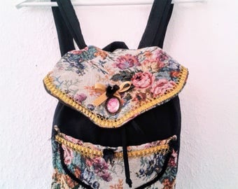 Tapestry backpack, gobelin backpack, backpack, handmade backpack, cotton backpack, gobelin, victorian backpack, mochila mujer